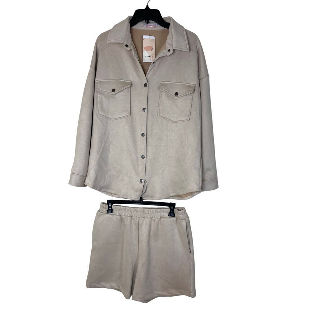 KIRUNDO Women's Suede Tracksuit - Tan, Size M - New!